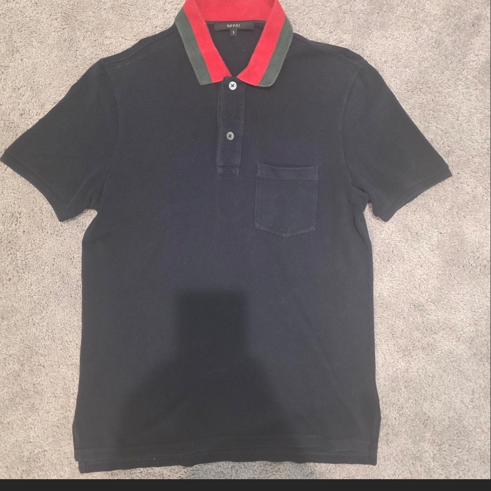 Gucci Navy Polo with Red and Green Trim